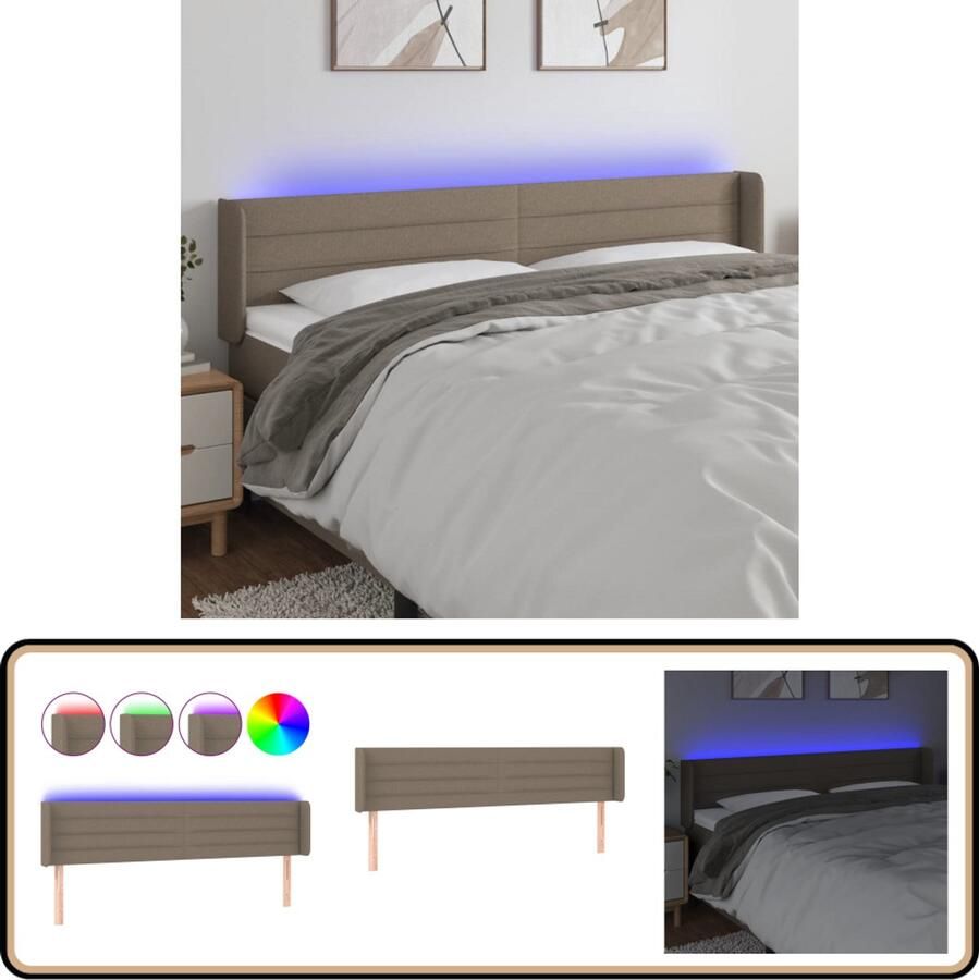 VidaXL Hoofdbord LED 183x16x78 88 cm Taupe Hoofdboard Led Hoofdbord Met Led Bedhoofdbord Hoofddekking Slaap Accessoires Led Lampen Bedroom Decor