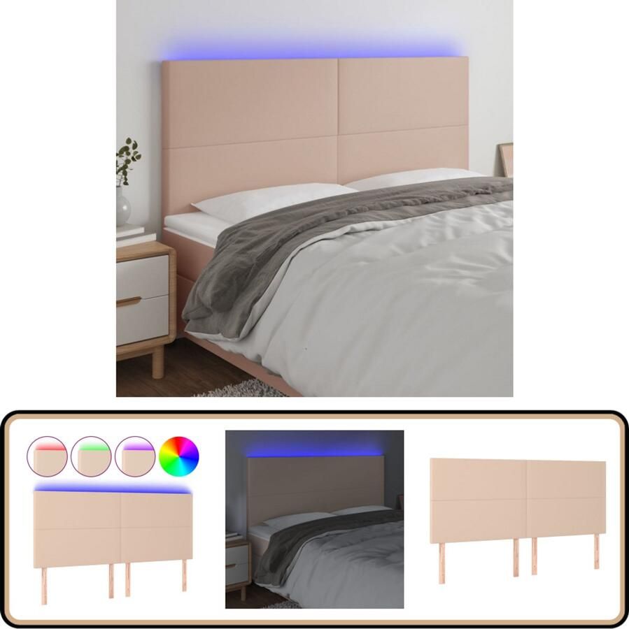 VidaXL Hoofdbord LED 200x5x118 cm Kunstleer Cappuccino Hoofd Bord Led Hoofdbord Kapstok Beddecoratie Bedroom Decor Slaapkamerstijl