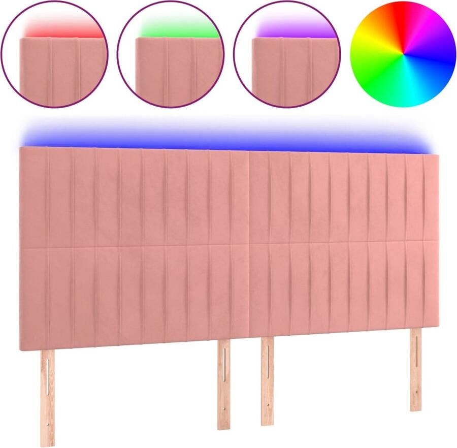 VidaXL Hoofdbord LED 200x5x118 128 cm Fluweel Roze Hoofdboard Led Verlichting Hoofdbord Roze Velvet Hoofdbord Sierlijke Headboard Slaap Accessoires Bedroom Decor - Foto 2
