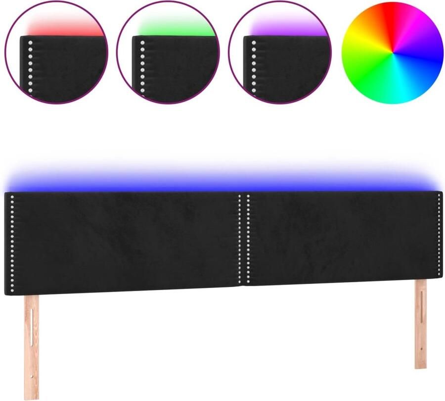 VidaXL Hoofdbord LED 200x5x78 88 cm fluweel zwart