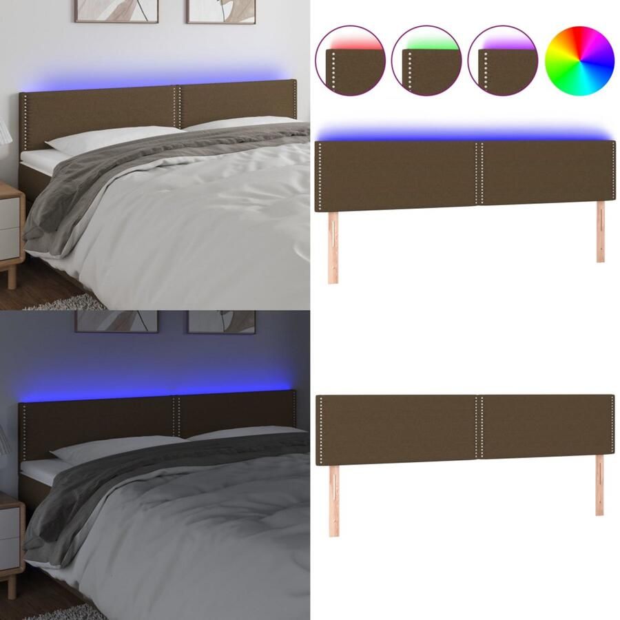 VidaXL Hoofdbord LED 200x5x78 88 cm stof donkerbruin Hoofdbord Hoofdborden Hoofdeinde Houten Hoofdbord