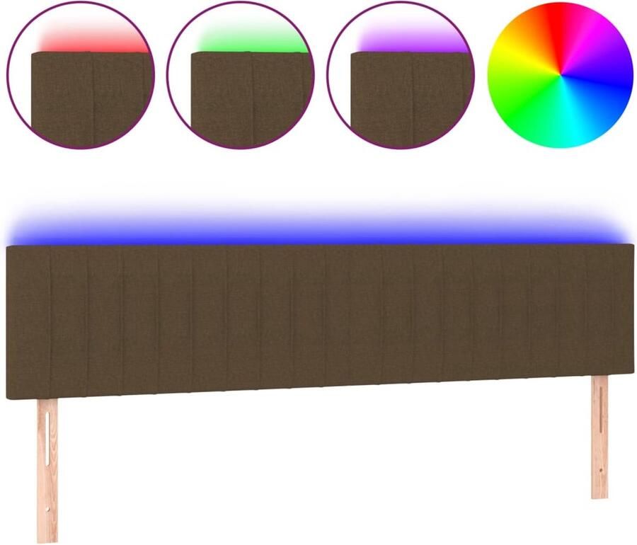 VidaXL Hoofdbord LED 180x5x78 88 cm stof donkerbruin - Foto 3