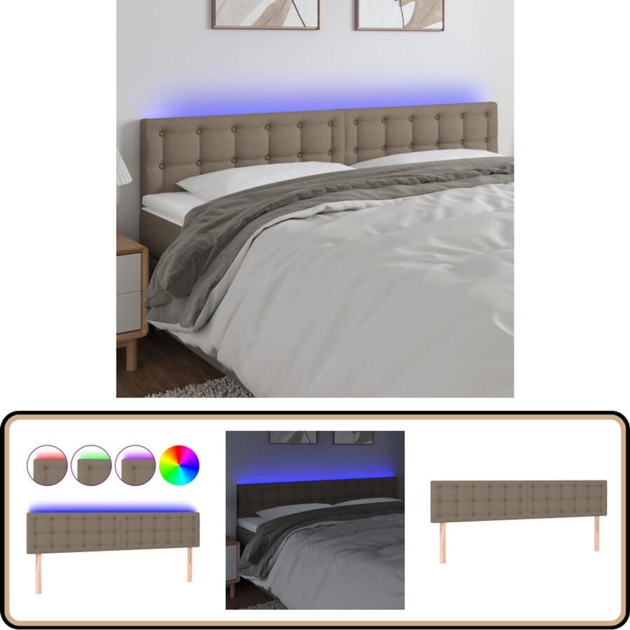 VidaXL Hoofdbord LED 200x5x78 88 cm Stof Taupe Hoofdboard Led Headboard Klassiek Hoofdbord Bed Accessoires Slaapkamersdecoratie Taupec