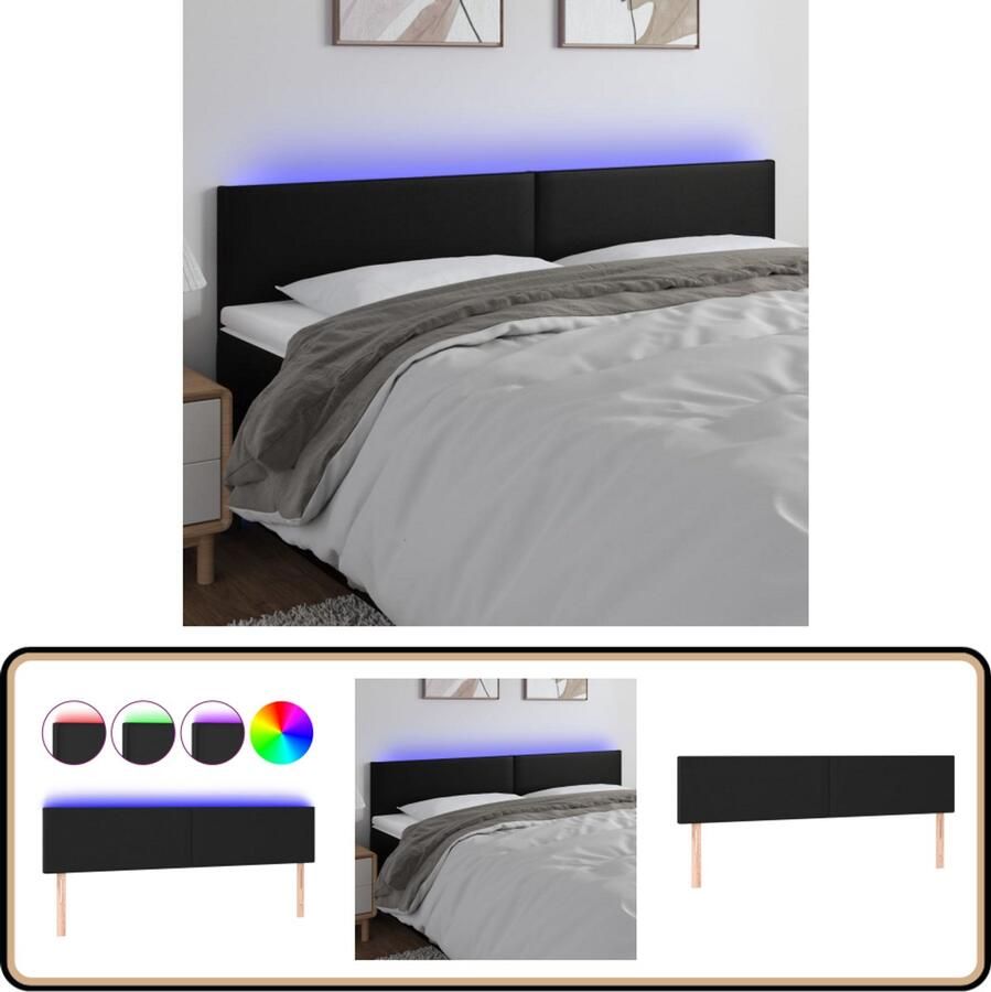 VidaXL Hoofdbord LED 200x78 cm Kunstleer Zwart Hoofddekens Led Headboard Bedstede Slaapkamers Hoofdboard