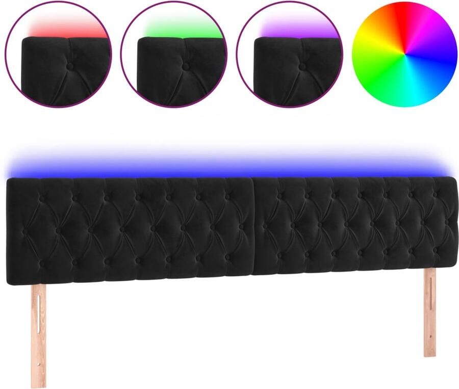 VidaXL Hoofdbord LED 200x7x78 88 cm fluweel zwart