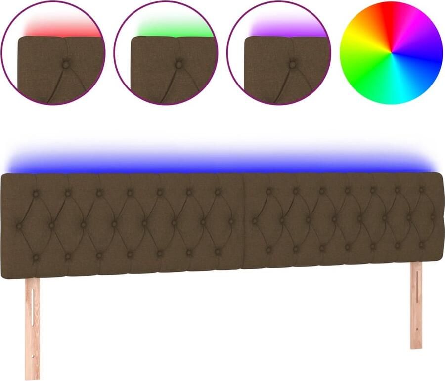 VidaXL Hoofdbord LED 200x7x78 88 cm stof donkerbruin - Foto 2