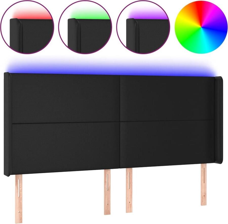VidaXL Hoofdbord LED 203x16x118 128 cm kunstleer zwart