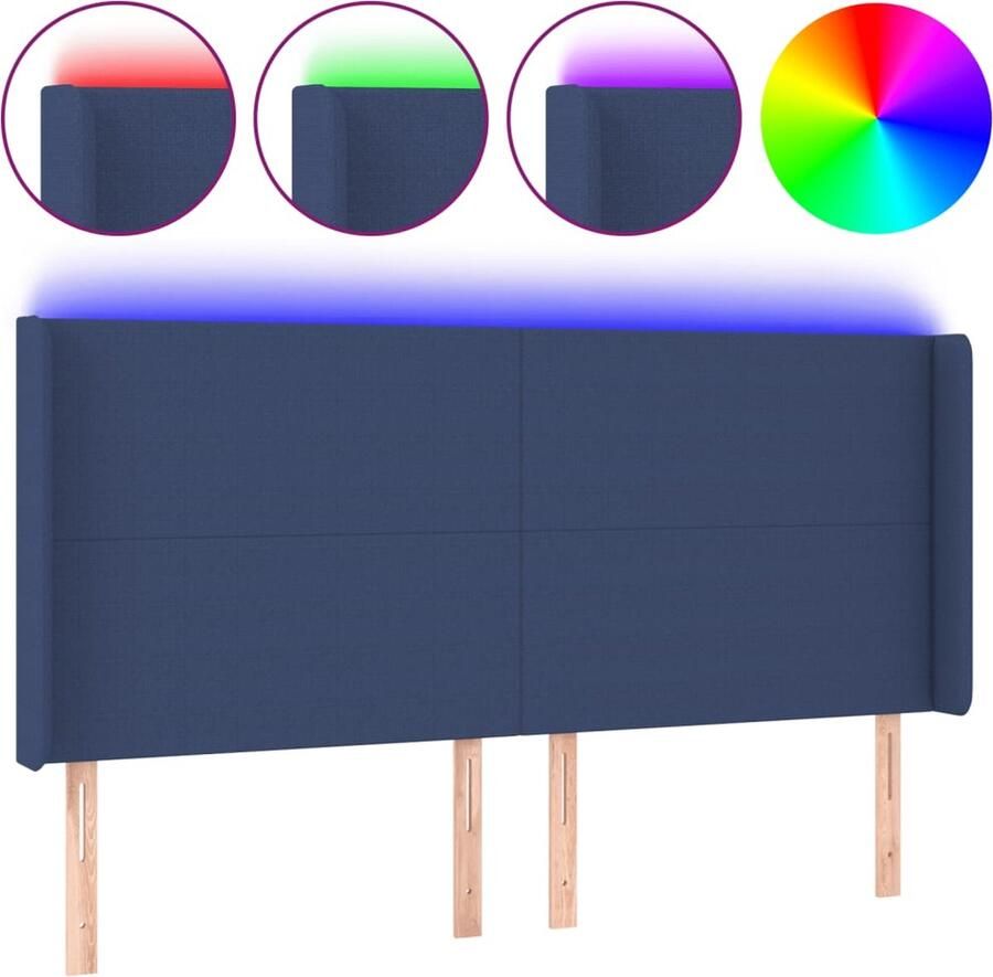 VidaXL Hoofdbord LED 203x16x118 128 cm stof blauw