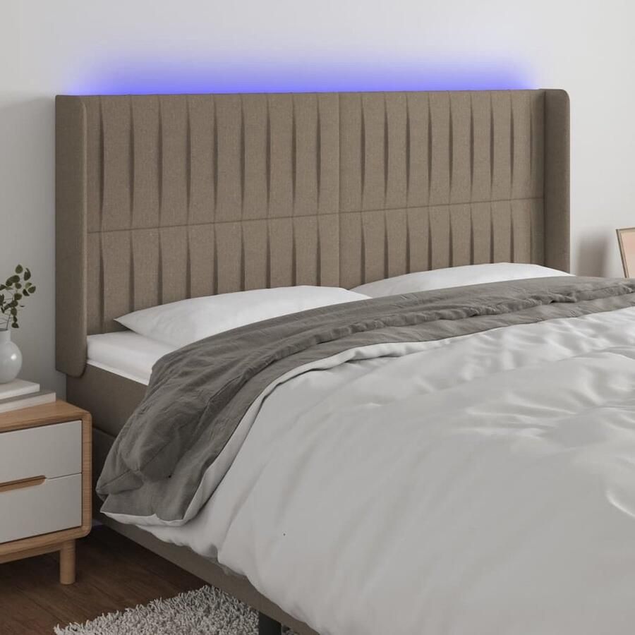 VidaXL Hoofdbord LED 203x16x118 128 cm Taupe Hoofdboard Led Hoofdbord Met Led Verlichting Taupecouleur Bedroom Decoratie Slaapkamers Accessoires - Foto 2
