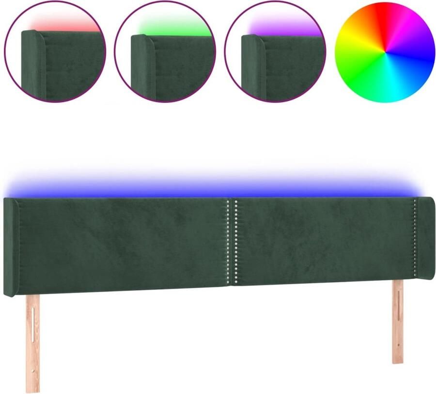 VidaXL Hoofdbord LED 203x16x78 88 cm fluweel donkergroen - Foto 2