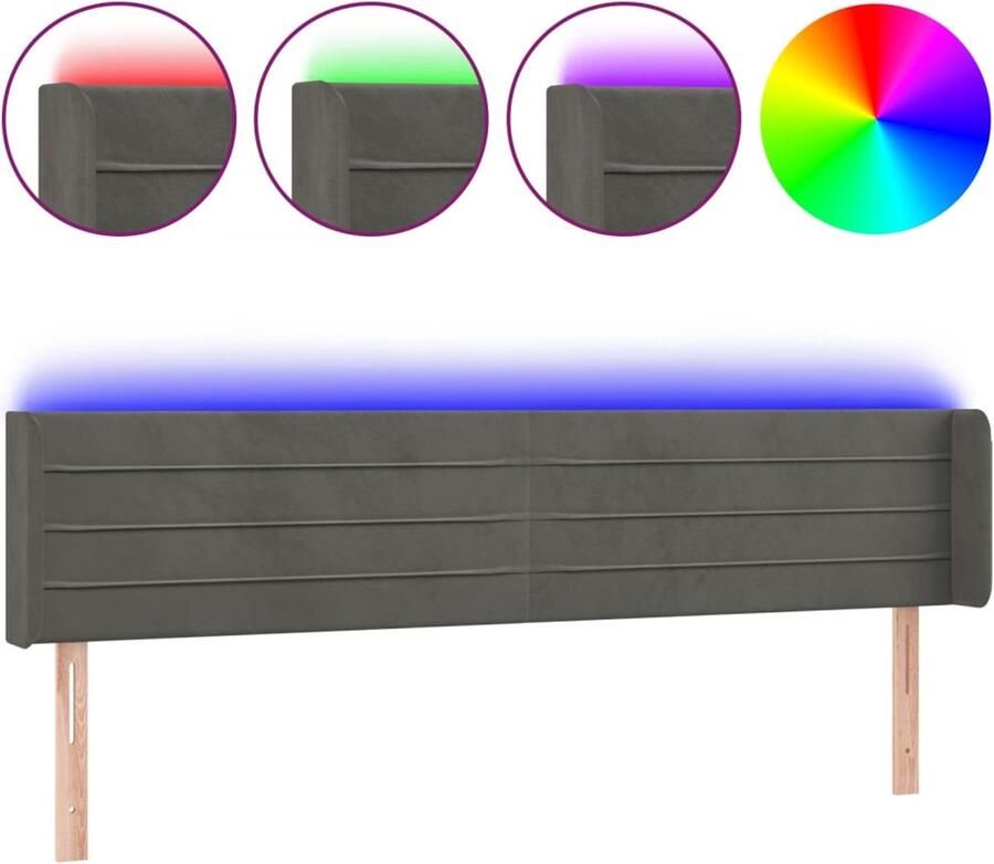 VidaXL Hoofdbord LED 203x16x78 88 cm Fluweel Donkergrijs Hoofdboard Led Hoofdbord Velvet Hoofdbord Grijs Hoofdbord Met Verlichting Hoofdbord Elektrisch Leeshoek Maken Tvkijken In Bed - Foto 2