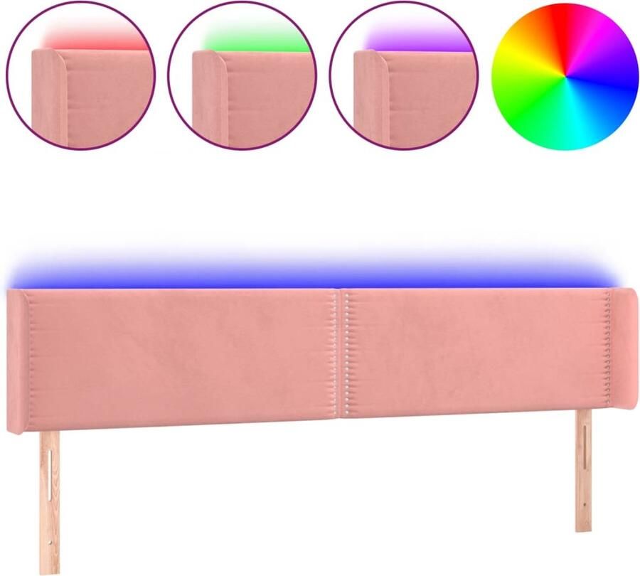 VidaXL Hoofdbord LED Fluweel Roze 203x16x78 88 cm Hoofdboard Led Headboard Velvet Headboard Roze Headboard Bedhead Slaapkamervloer - Foto 2
