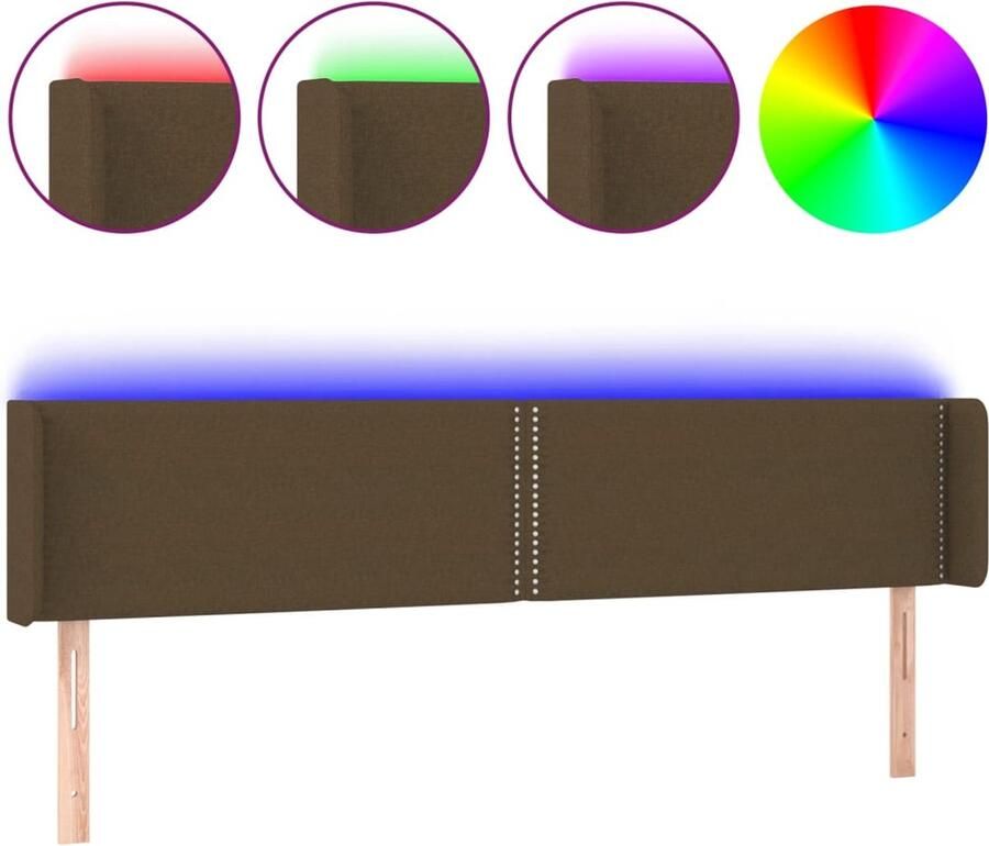 VidaXL Hoofdbord LED 203x16x78 88 cm stof donkerbruin