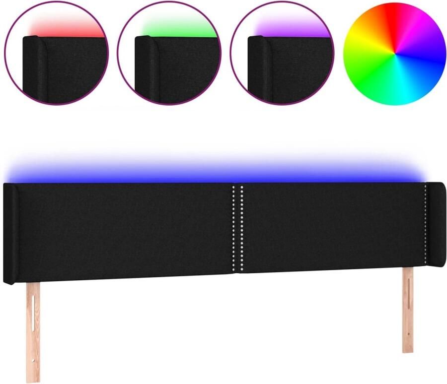 VidaXL Hoofdbord LED 163x16x78 88 cm stof zwart