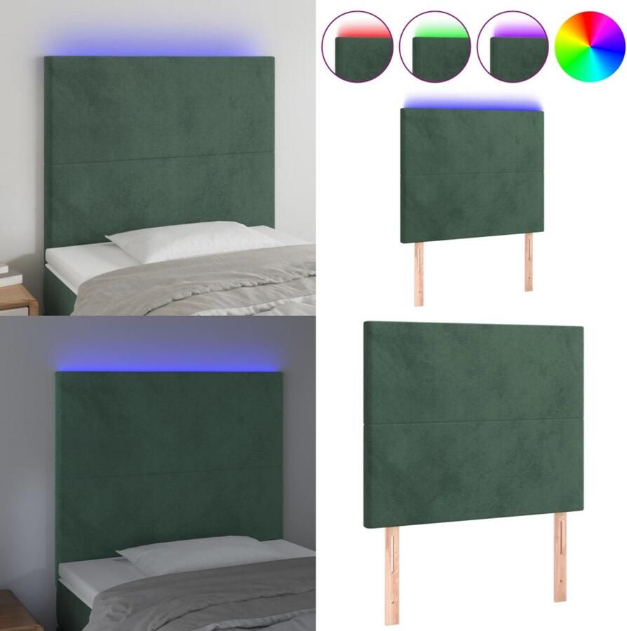 VidaXL Hoofdbord LED 80x5x118 128 cm fluweel donkergroen Hoofdbord Hoofdborden Hoofdeinde Houten Hoofdbord