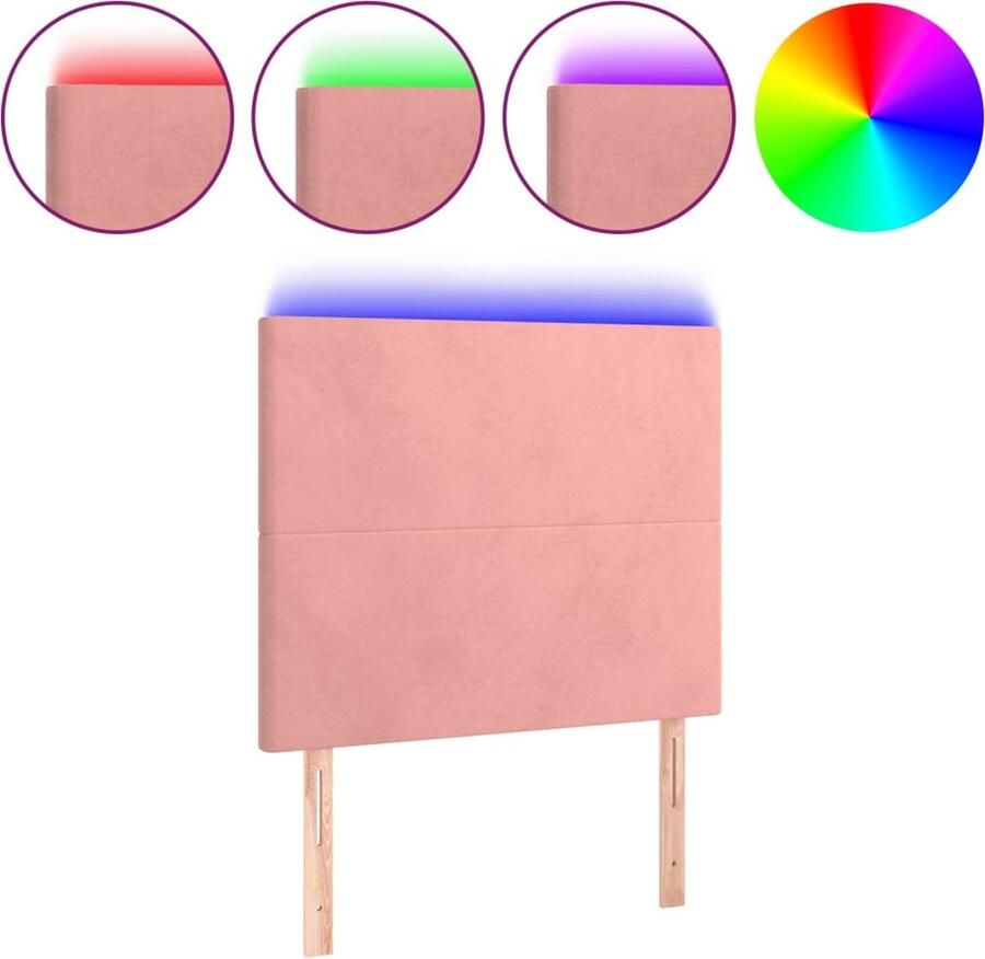 VidaXL Hoofdbord LED 80x5x118 128 cm fluweel roze - Foto 2