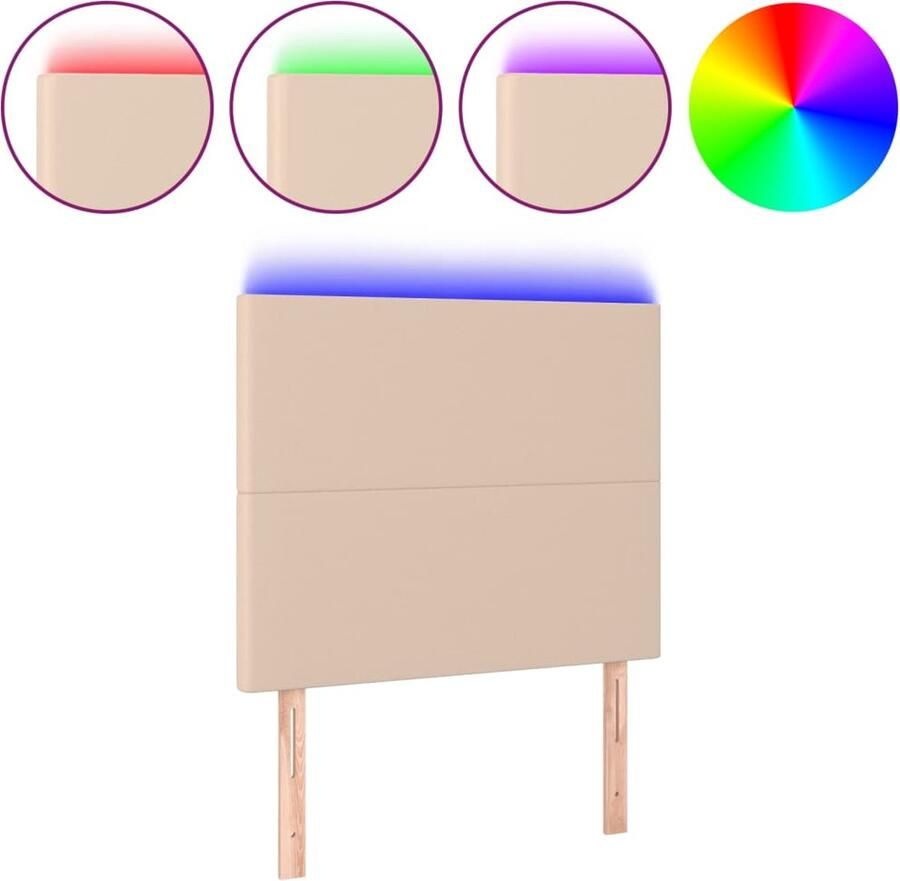 VidaXL Hoofdbord LED Kunstleer Cappuccino 100x5x118 128 cm Hoofdboard Led Hoofdbord Kapstok Bedroom Decor Bruine Hoofdbord Lederlook Hoofdbord Adjustable Headboard - Foto 2