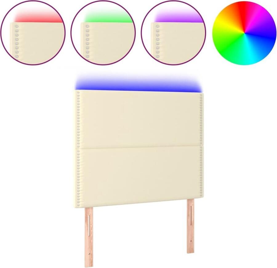 VidaXL Hoofdbord LED 90x5x118 128 cm kunstleer crèmekleurig