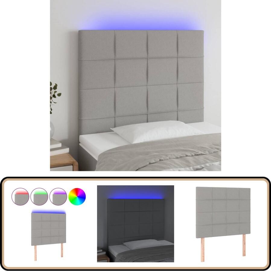 VidaXL Hoofdbord LED 80x5x118 128 cm Lichtgrijs Hoofdboard Led Headboard Bedhead Slaapkamersdecoratie Moderne Slaapkamer