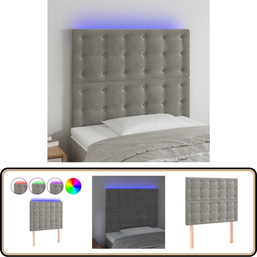 VidaXL Hoofdbord LED 80x5x118 128 cm Lichtgrijs Hoofdboard Led Hoofdbord Hoofdkussen Sierkussens Bedroom Decoratie