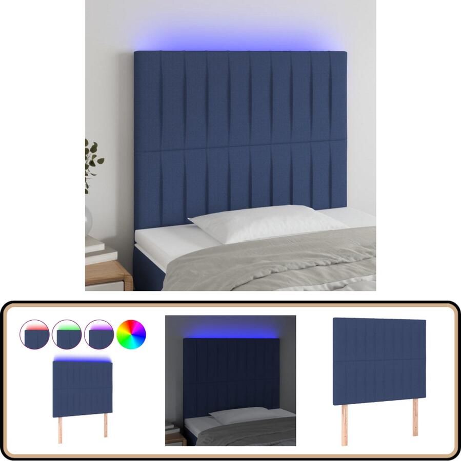 VidaXL Hoofdbord LED 80x5x118 128 cm Stof Blauw Hoofdboard Led Hoofdbord Blauwe Hoofdbord Comfortabel Hoofdbord Verstelbaar Hoofdbord