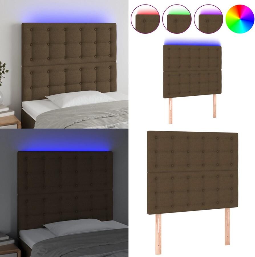 VidaXL Hoofdbord LED 80x5x118 128 cm stof donkerbruin Hoofdbord Hoofdborden Hoofdeinde Houten Hoofdbord
