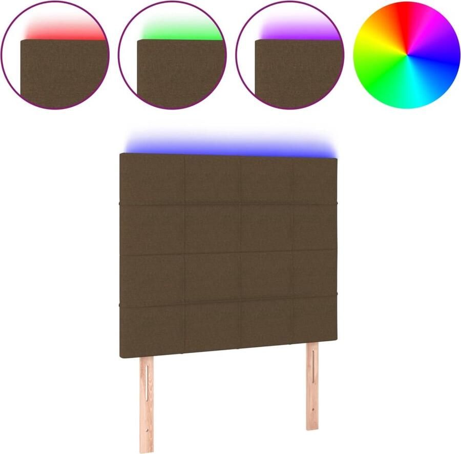 VidaXL Hoofdbord LED 80x5x118 128 cm stof donkerbruin - Foto 2