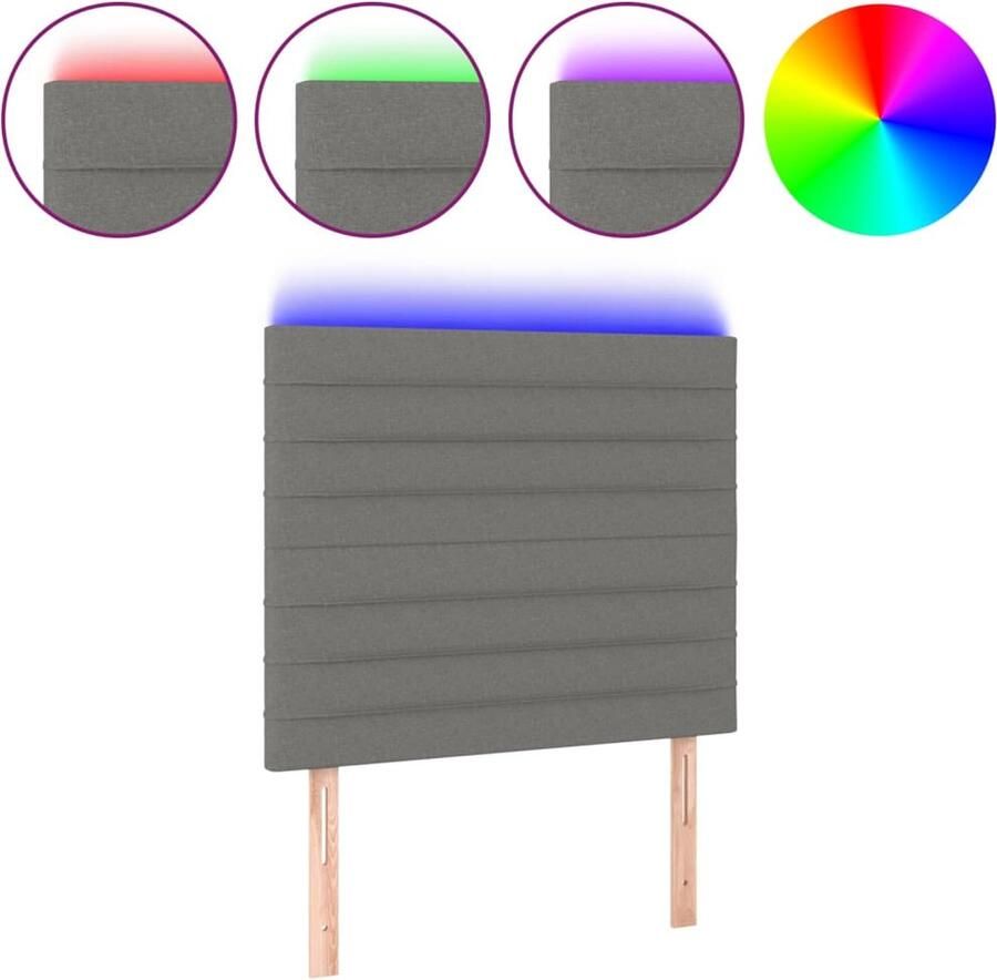 VidaXL Hoofdbord LED 90x5x118 128 cm Donkergrijs Hoofdboard Led Hoofdbord Hoofdkussen Bedding Accessoires Slaapkamers Decoratie - Foto 2