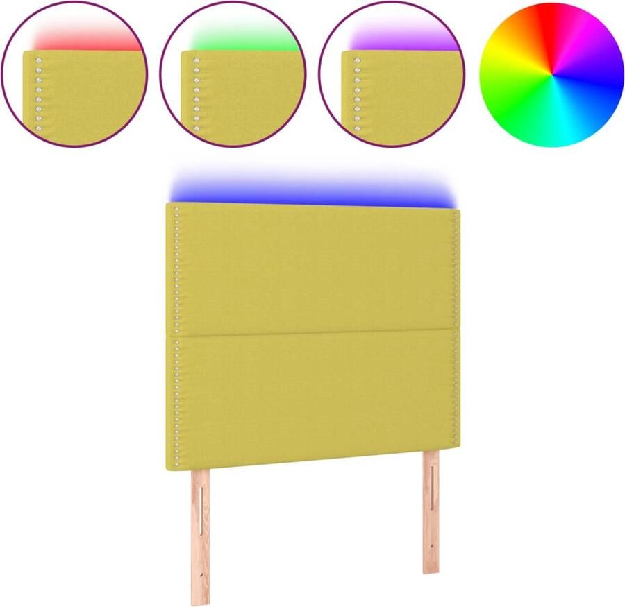 VidaXL Hoofdbord LED 80x5x118 128 cm stof groen
