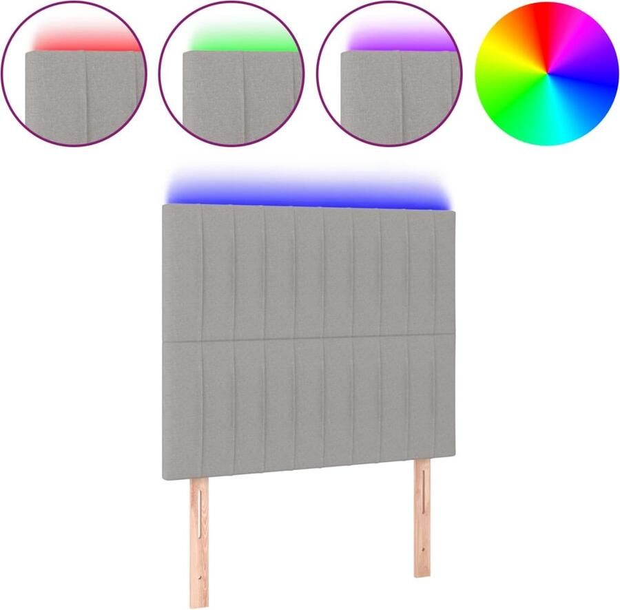 VidaXL Hoofdbord LED 80x5x118 128 cm stof lichtgrijs - Foto 2