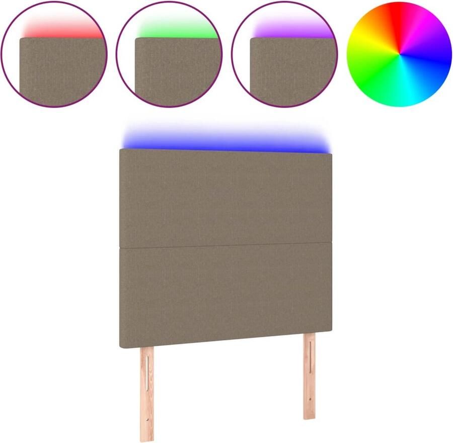 VidaXL Hoofdbord LED 80x5x118 128 cm stof taupe - Foto 3