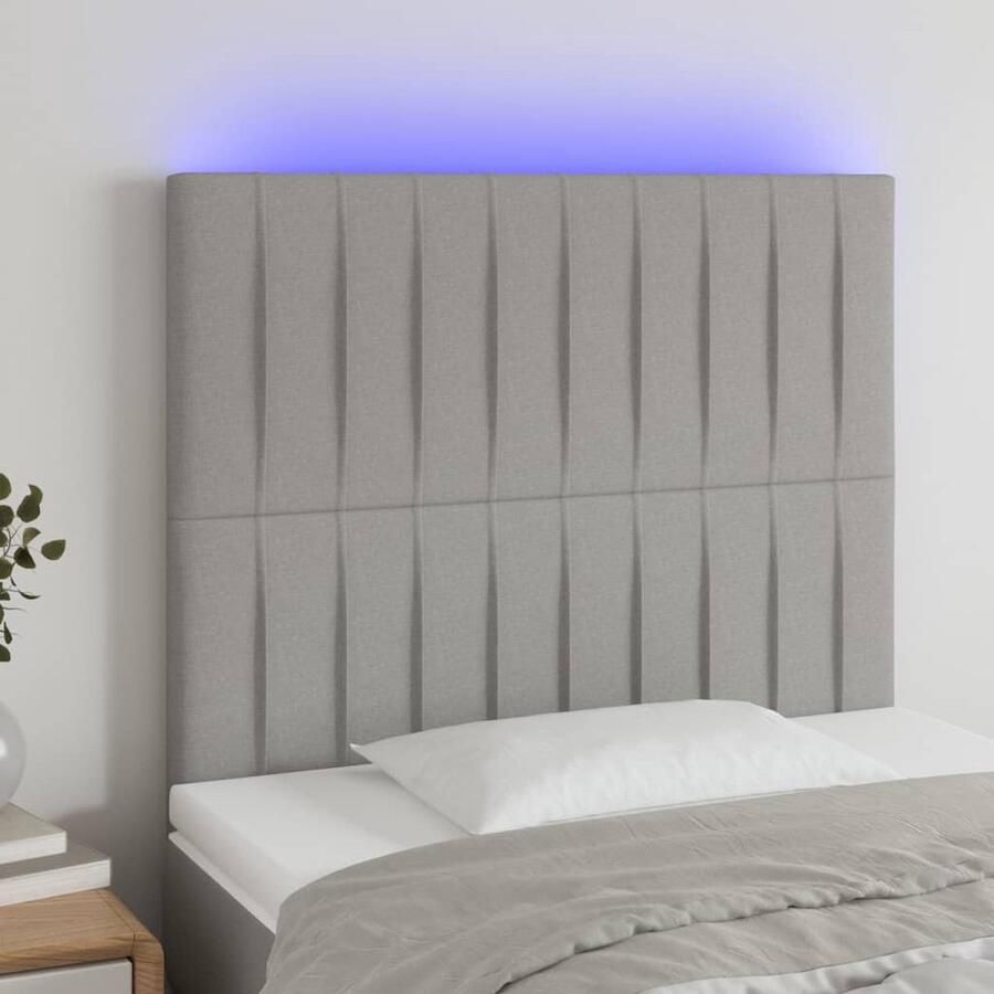 VidaXL Hoofdbord LED 80x5x118 128cm Lichtgrijs Hoofdboard Hoofdkussen Led Verlichting Slaapkamers Bedroom Decor Comfortabel Bed Leeshoek - Foto 2