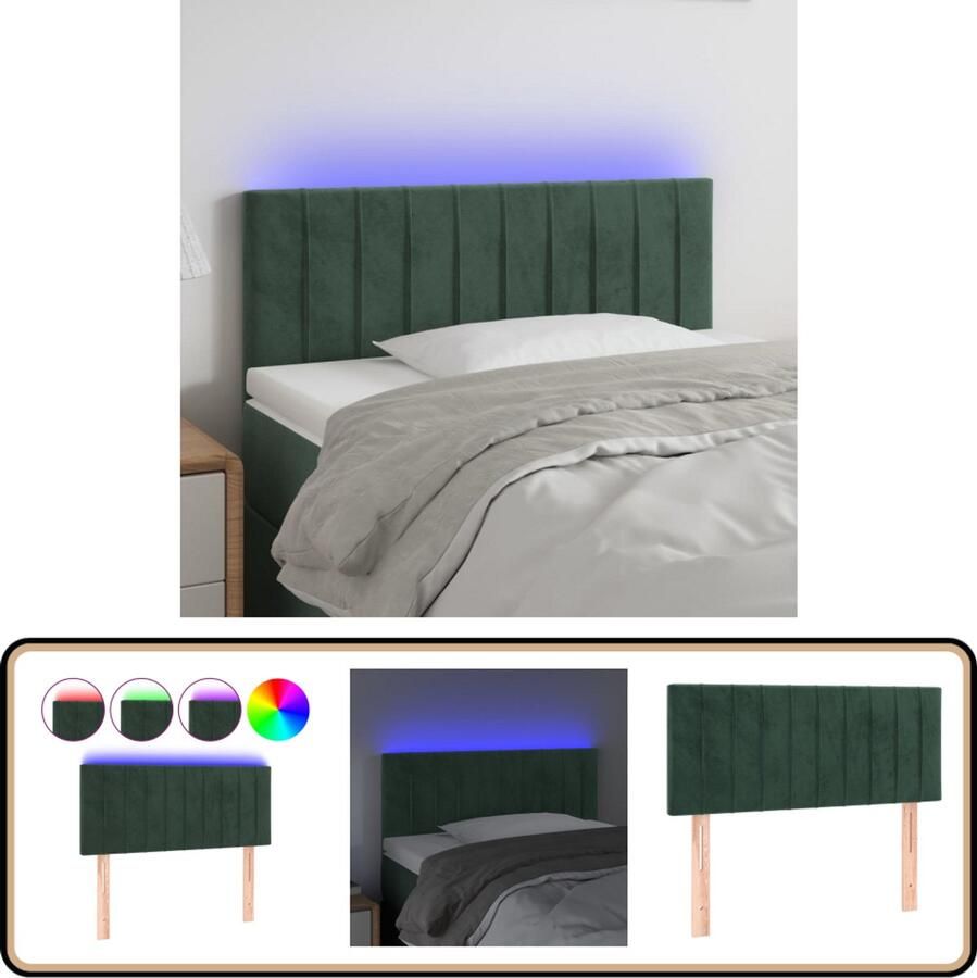 VidaXL Hoofdbord LED 80x5x78 cm Fluweel Groen Hoofd Bord Led Verlichting Velvet Groen Slaap Kamer Decoratie Hoofdkussen