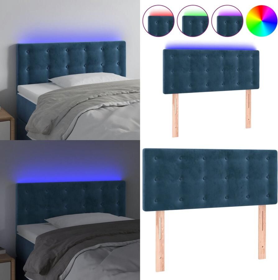 VidaXL Hoofdbord LED 80x5x78 88 cm fluweel donkerblauw Hoofdbord Hoofdborden Hoofdeinde Houten Hoofdbord