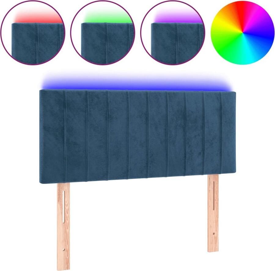 VidaXL Hoofdbord LED 100x5x78 88 cm fluweel donkerblauw - Foto 2