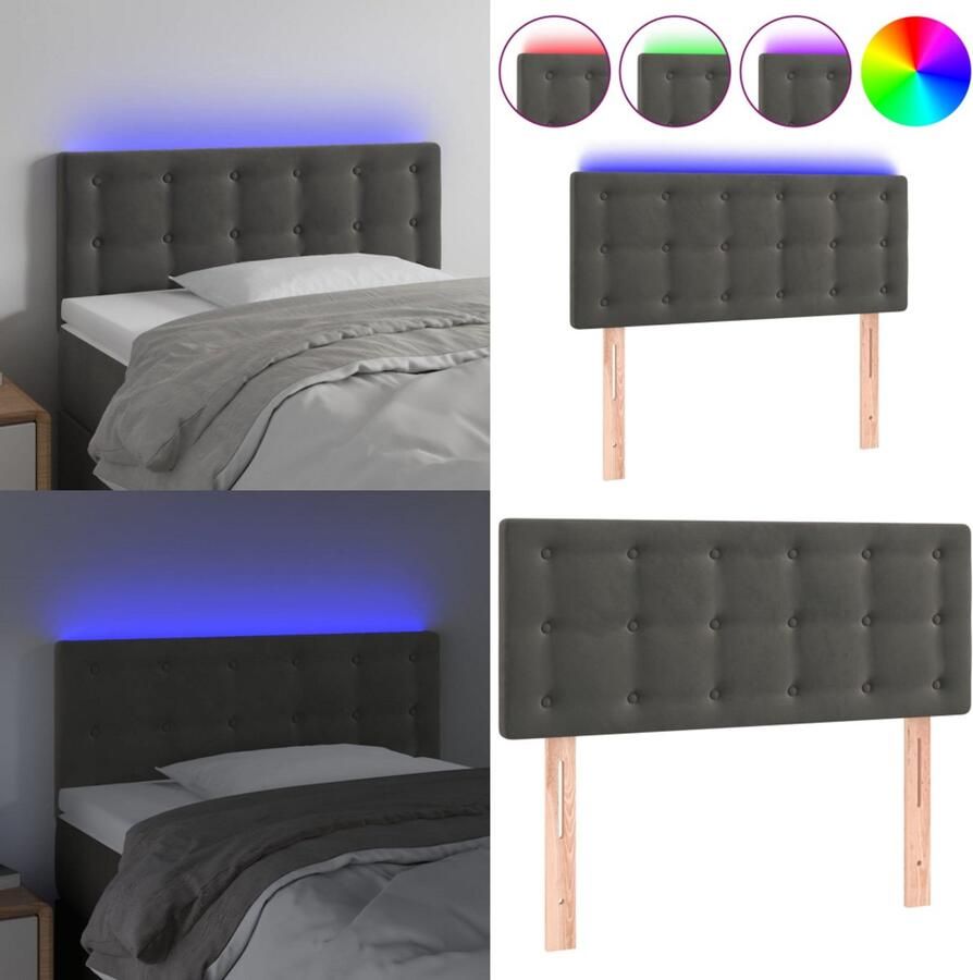 VidaXL Hoofdbord LED 80x5x78 88 cm fluweel donkergrijs Hoofdbord Hoofdborden Hoofdeinde Houten Hoofdbord