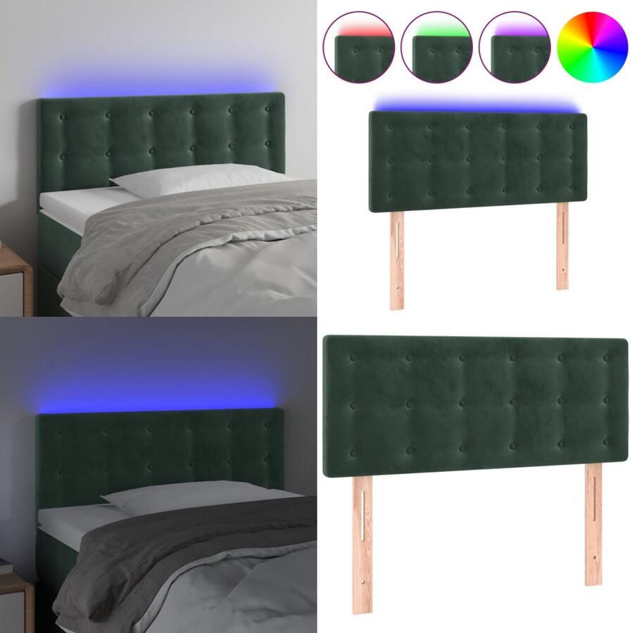 VidaXL Hoofdbord LED 80x5x78 88 cm fluweel donkergroen Hoofdbord Hoofdborden Hoofdeinde Houten Hoofdbord