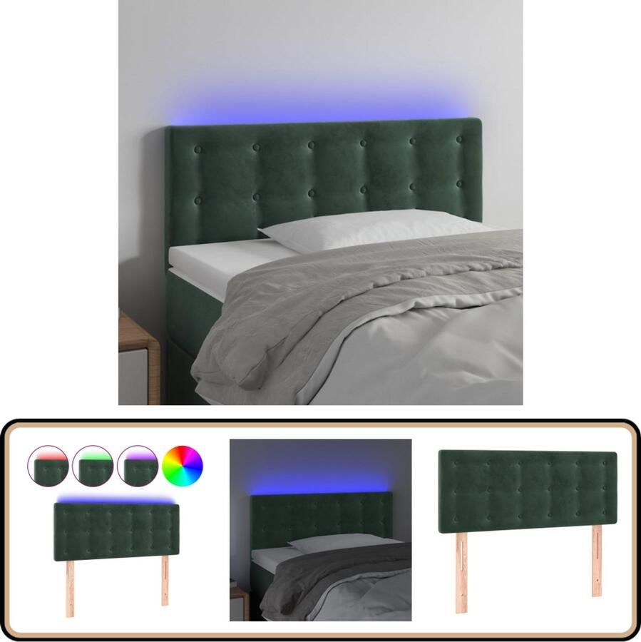 VidaXL Hoofdbord LED 80x5x78 88 cm Fluweel Donkergroen Hoofddekbed Led Hoofdbord Fluweel Hoofdbord Groen Hoofdbord Adjustable Headboard Leeshoek Tv Hoek Slaapcomfort