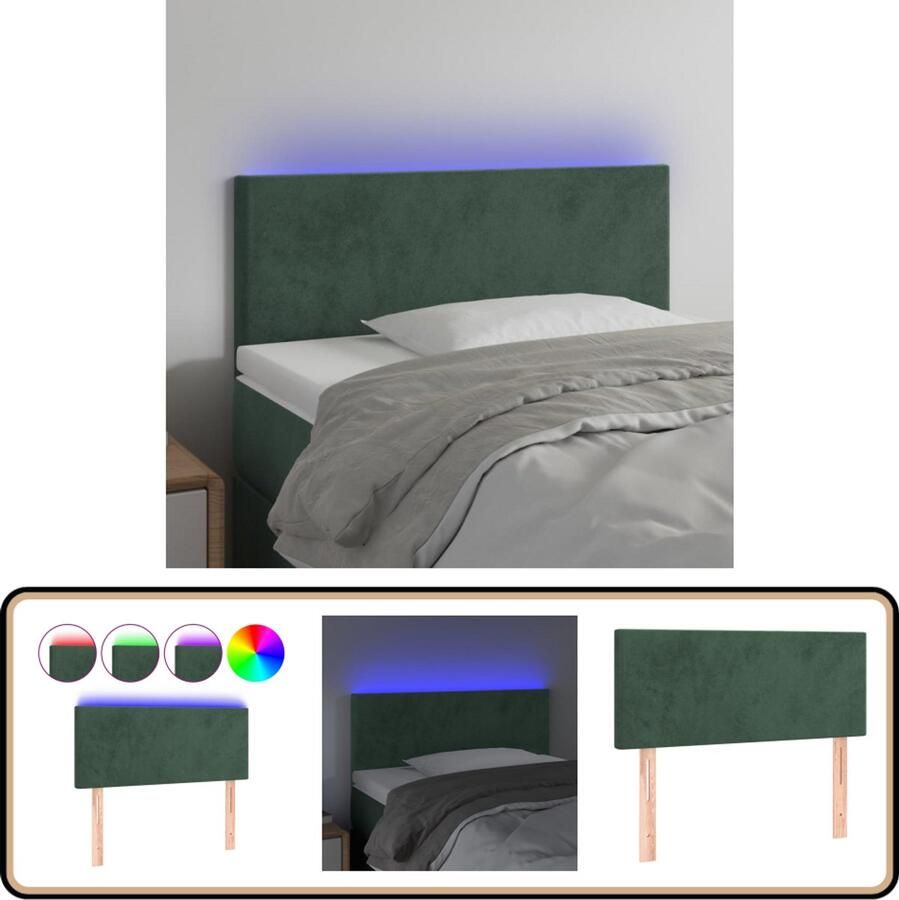 VidaXL Hoofdbord LED 80x5x78 88 cm Fluweel Donkergroen Hoofddekens Led Hoofdborden Velvet Hoofdborden Bedden Accessoires Slaapkamers Decoratie Donkere Groene Meubilair