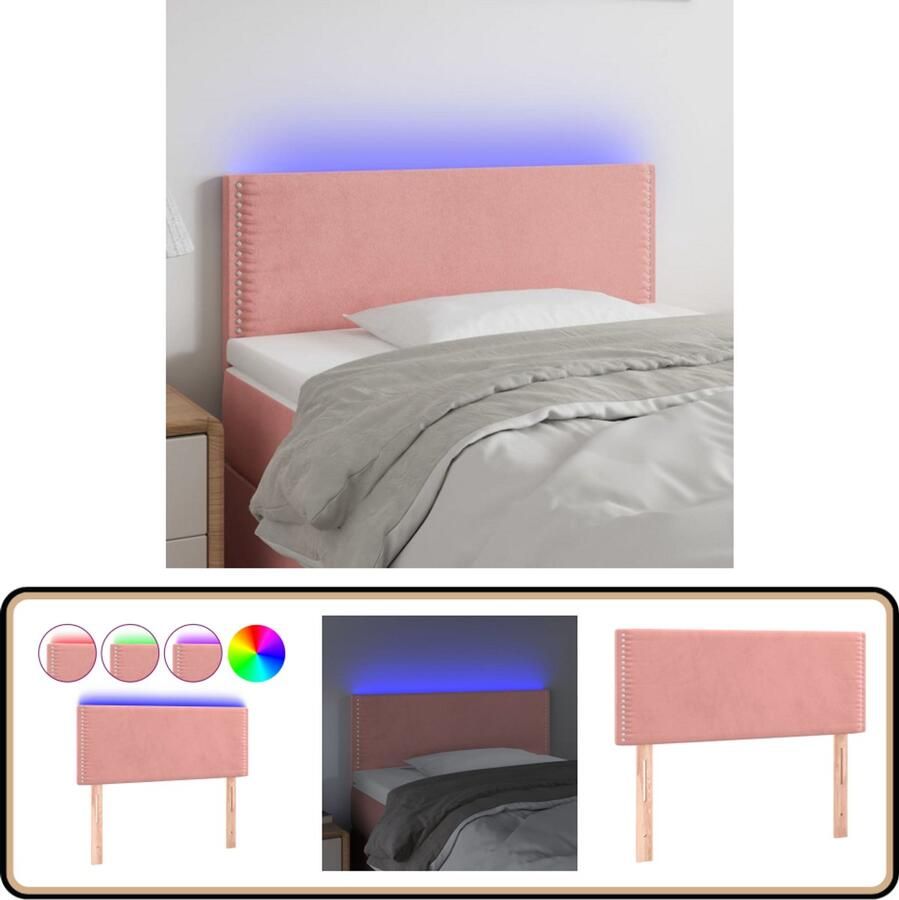 VidaXL Hoofdbord LED 80x5x78 88 cm Fluweel Roze Hoofddekens Led Headboard Velvet Headboard Rozerood Hoofdkussen Bedside Lighting