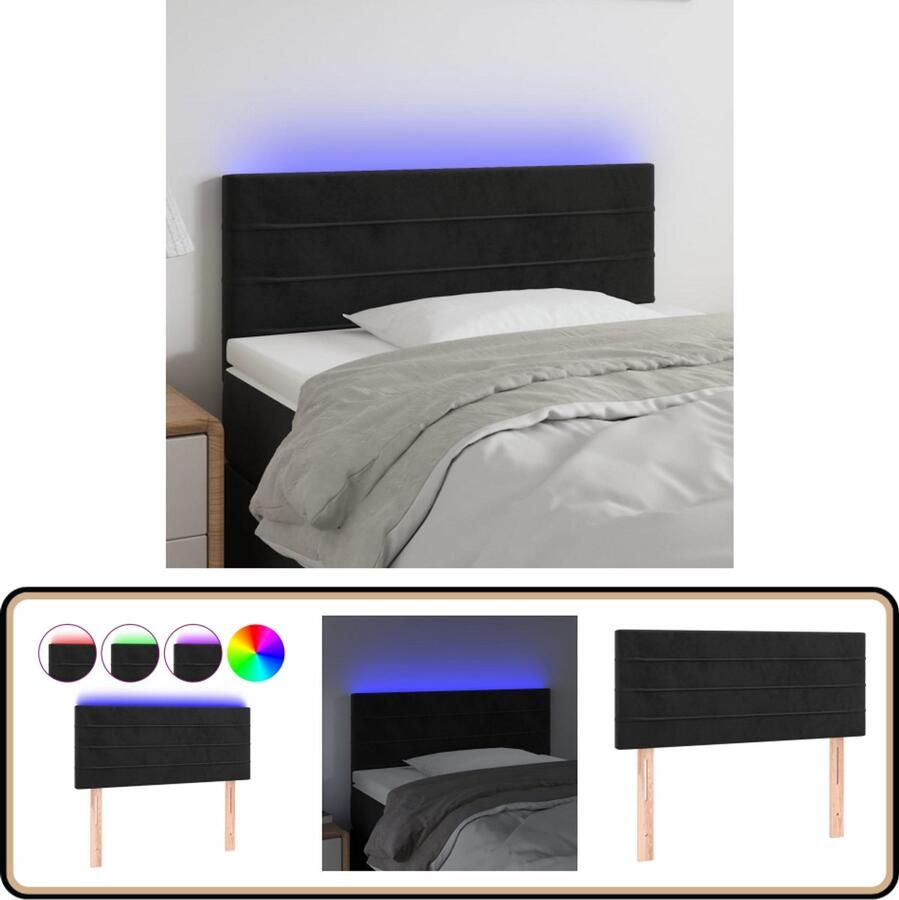 VidaXL Hoofdbord LED 80x5x78 88 cm Fluweel Zwart Hoofdboard Led Hoofdbord Velvet Hoofdbord Zwarte Hoofdbord Met Verlichting
