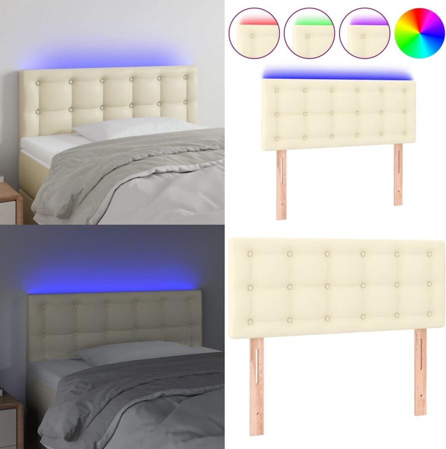 VidaXL Hoofdbord LED 80x5x78 88 cm kunstleer crèmekleurig Hoofdbord Hoofdborden Hoofdeinde Houten Hoofdbord