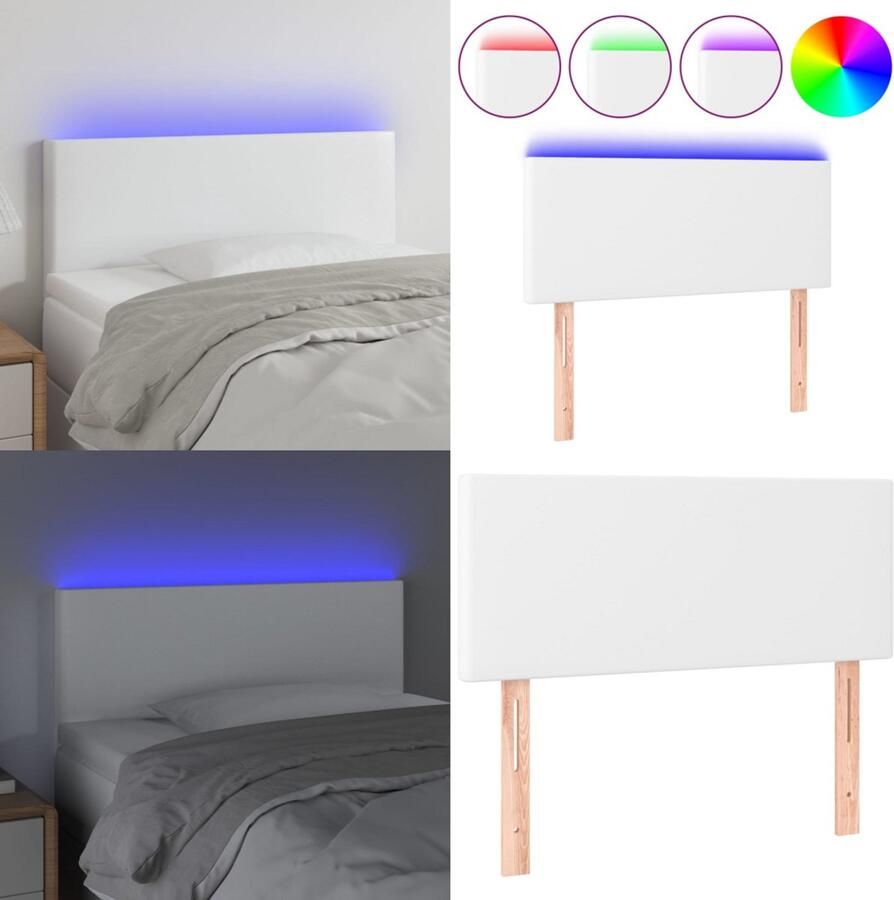 VidaXL Hoofdbord LED 80x5x78 88 cm kunstleer wit Hoofdbord Hoofdborden Hoofdeinde Houten Hoofdbord