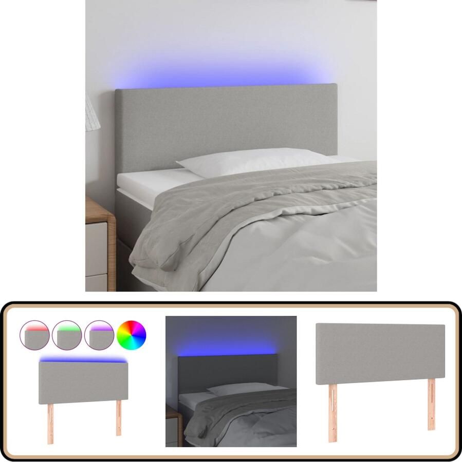 VidaXL Hoofdbord LED 80x5x78 88 cm Lichtgrijs Hoofd Bord Led Hoofdkussen Verlichting Bed Frame Decoratie Slaap Kamer Accessoires Moderne Hoofdsteunen