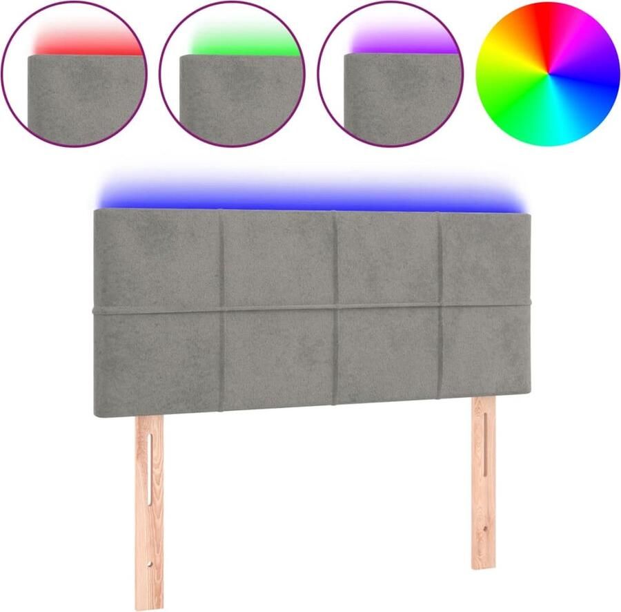 VidaXL Hoofdbord LED 80x5x78 88 cm Lichtgrijs Hoofd Bord Led Verlichting Hoofdeinde Fluweel Grijs Slaap Kamer - Foto 2