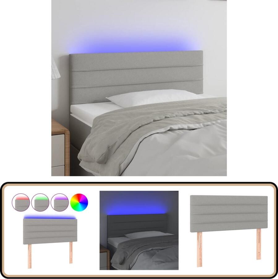 The Living Store Hoofdeind LED Lichtgrijs Stof 80x5x78 88 cm Verstelbaar Hoofd Bord Led Hoofdbord Grijs Hoofdbord Stoffen Hoofdbord Elektrisch