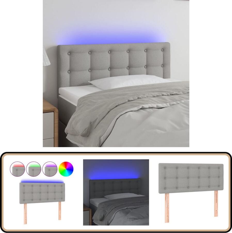 VidaXL Hoofdbord LED 80x5x78 88 cm Lichtgrijs Hoofdboard Led Headboard Hoofdkussen Slaap Accessoires Bedroom Decor