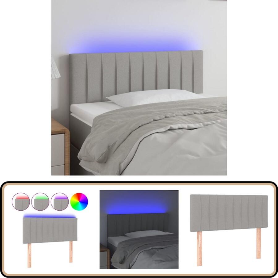 VidaXL Hoofdbord LED 80x5x78 88 cm stof lichtgrijs