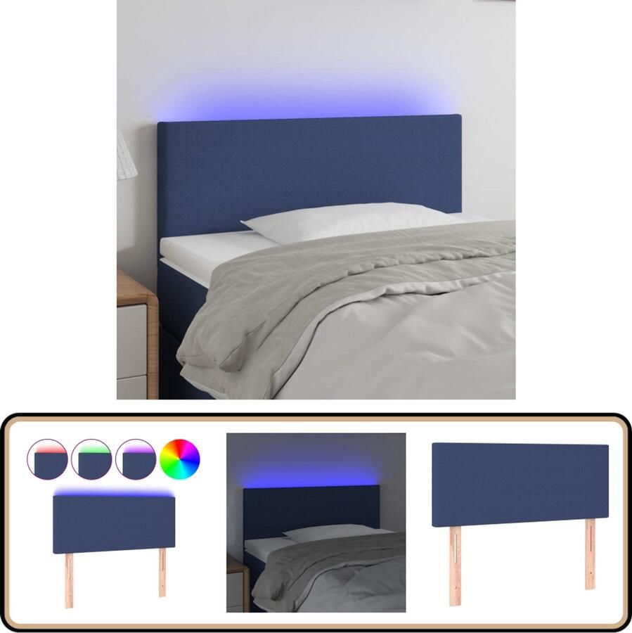 VidaXL Hoofdbord LED 80x5x78 88 cm Stof Blauw Hoofdboard Led Verlichting Blauwe Hoofdstoel Beddecoratie Slaapkamers