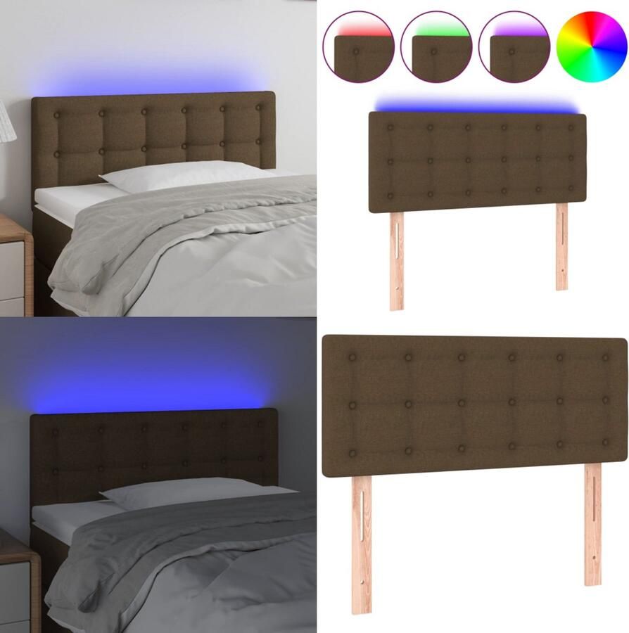 VidaXL Hoofdbord LED 80x5x78 88 cm stof donkerbruin Hoofdbord Hoofdborden Hoofdeinde Houten Hoofdbord